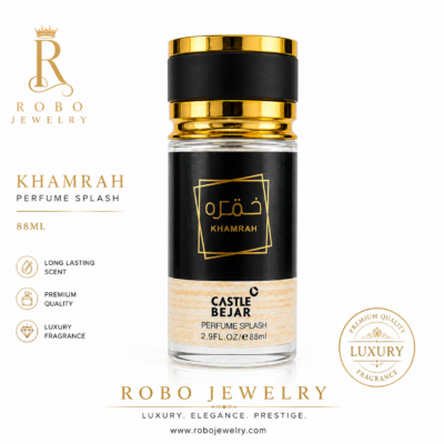 Premium black and gold Khamrah perfume splash by Castle Bejar available from Robo Jewelry in Ghana.