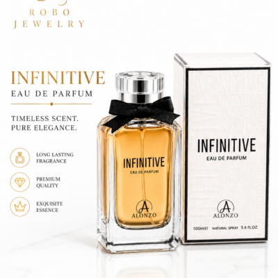 Luxury Alonzo Infinitive Eau de Parfum 100ml displayed in an elegant glass bottle beside its premium packaging.