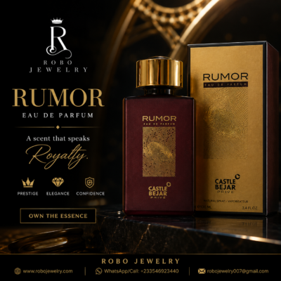Rumor by Castle Bejar Privé 100ml | Luxury Oud Perfume Ghana Rumor by Castle Bejar Privé 100ml luxury Eau de Parfum bottle with premium gold packaging.